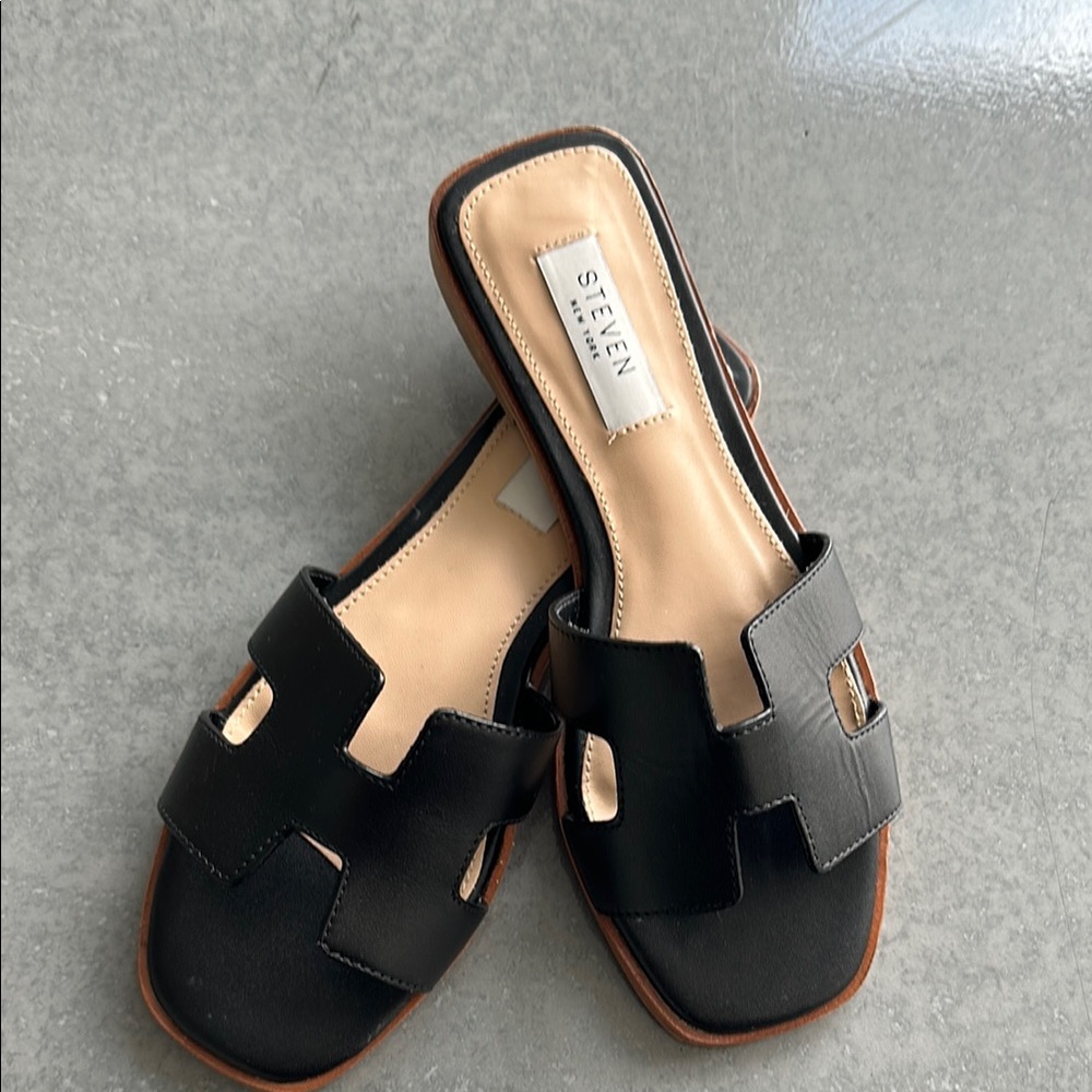 Steven Black Slide Sandals for Women